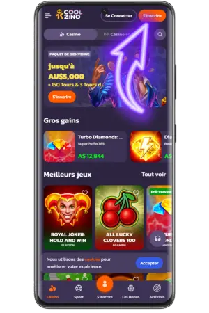 Bouton inscription orange Coolzino casino