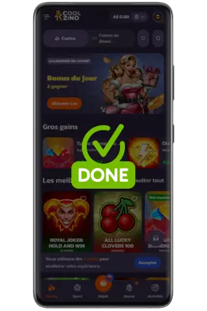 Inscription réussie sur Coolzino jeux casino