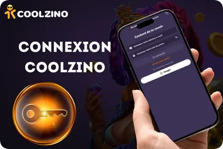 Coolzino casino mobile login page with security key icon.
